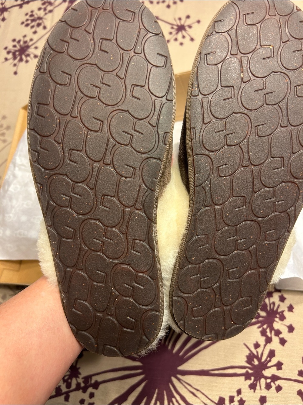 UGG Brown Suede Sheepskin-Lined Slip-On Slipper - Picture 3 of 10
